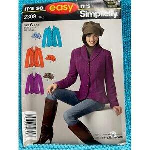 Simplicity 2309 pattern suit blazer fleece hat size 8-10